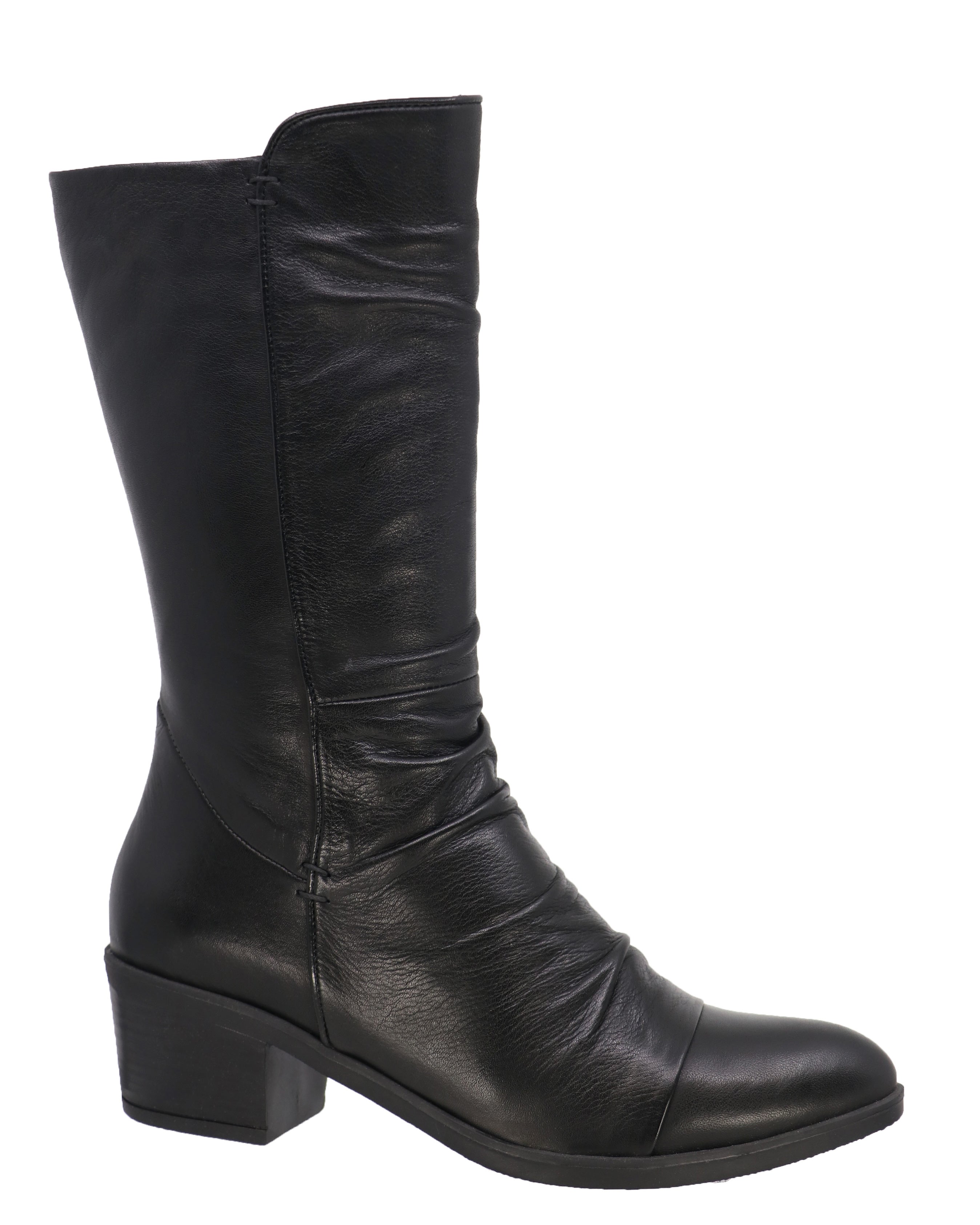 EVERLY MELANY BLACK LEATHER BOOTS